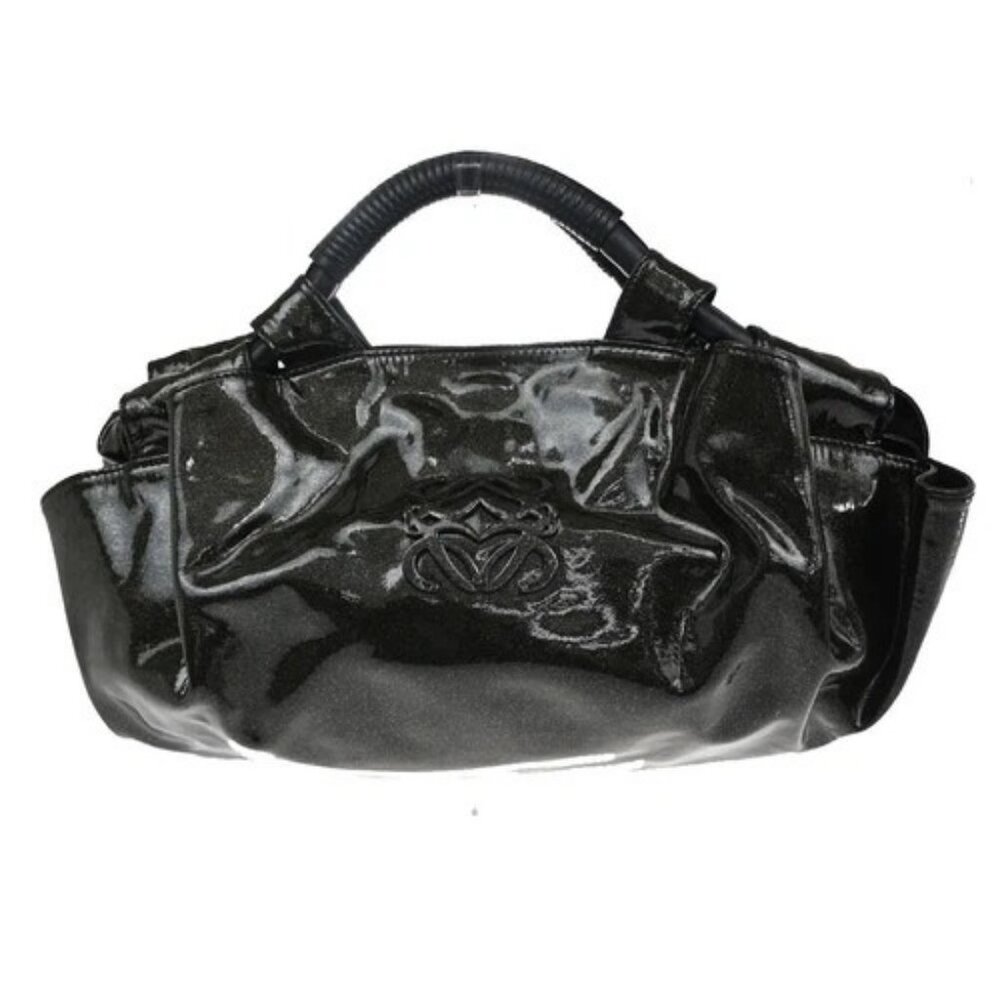 LOEWE Anagram Glitter Nappa Aire Hand Bag Patent Leather Black Spain 85RF796